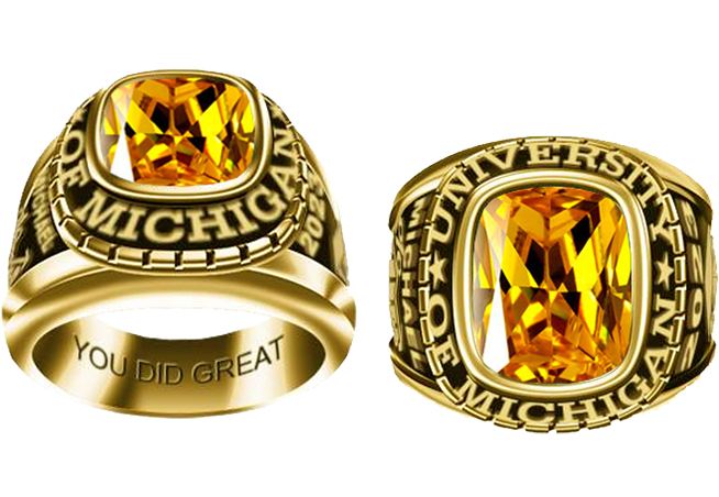 Men’s Cushion-Cut Birthstone Class Ring